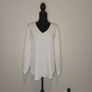 NYDJ Vanilla V-Neck Blouse, Size S